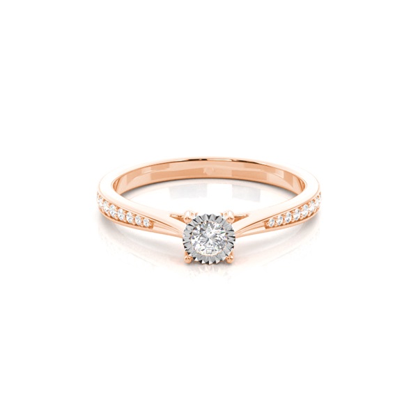 Illusion Plate Round Side Stone Diamond Engagement Ring