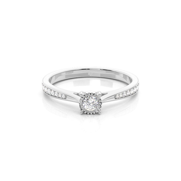 Illusion Plate Round Side Stone Diamond Engagement Ring