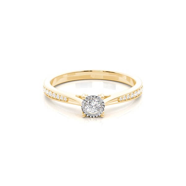 Illusion Plate Round Side Stone Diamond Engagement Ring