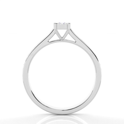 Illusion Plate Round Side Stone Diamond Engagement Ring