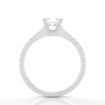 Asscher Platinum Side Stone Diamond Rings