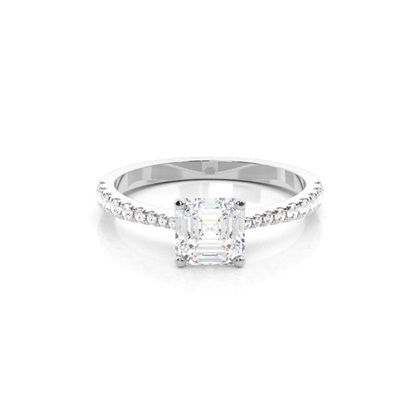 Asscher Side Stone Diamond Rings