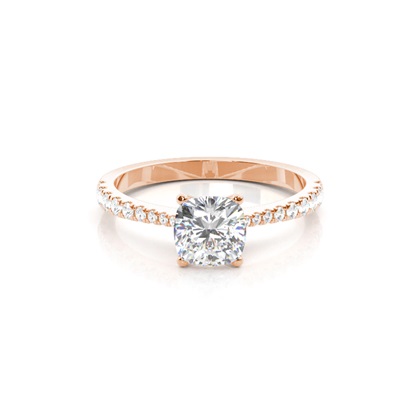 Cushion Rose Gold Side Stone Diamond Rings