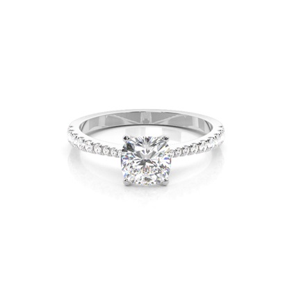 Cushion Side Stone Diamond Rings