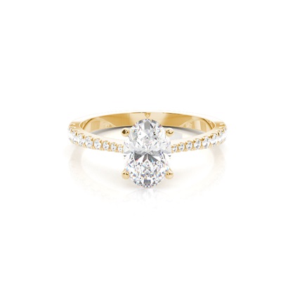 Oval Yellow Gold Side Stone Diamond Rings