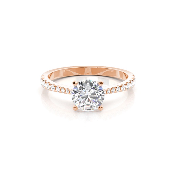 Prong Set Round Side Stone Diamond Engagement Ring