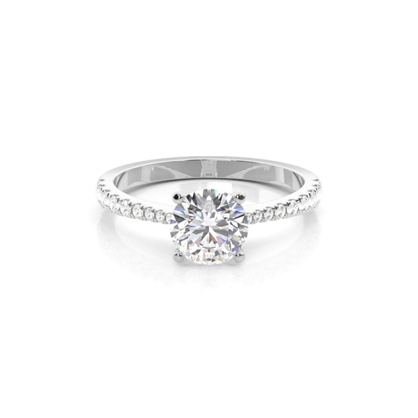 Prong Set Round Side Stone Diamond Engagement Ring