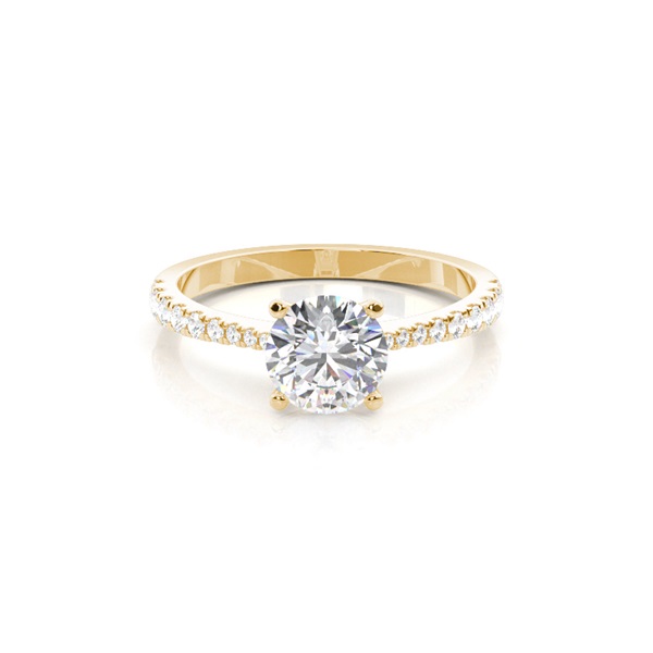 Prong Set Round Side Stone Diamond Engagement Ring