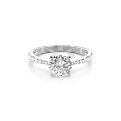 Prong Set Round Side Stone Diamond Engagement Ring