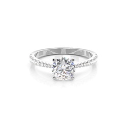 Prong Set Round Side Stone Diamond Engagement Ring