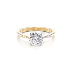 Zinken Set runde Seite Stein Diamant Verlobungsring