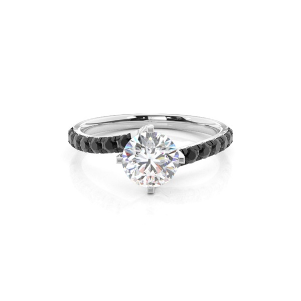 Prong Set Side Stone Engagement Black Diamond Ring
