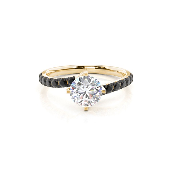 Prong Set Side Stone Engagement Black Diamond Ring