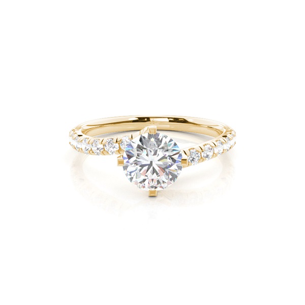 Prong Round Side Stone Diamond Engagement Ring