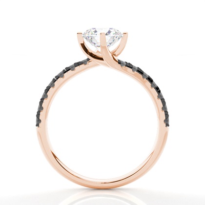 Prong Set Side Stone Engagement Black Diamond Ring