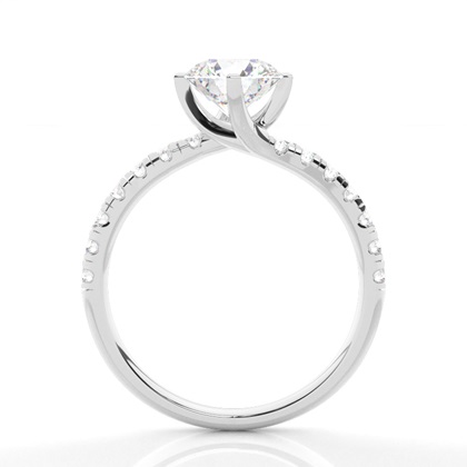 Prong Round Side Stone Diamond Engagement Ring