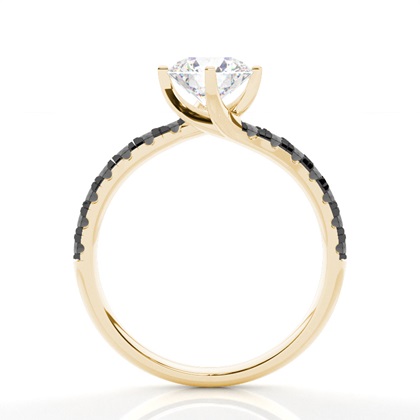 Prong Set Side Stone Engagement Black Diamond Ring