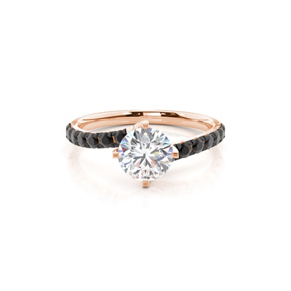 Prong Set Side Stone Engagement Black Diamond Ring