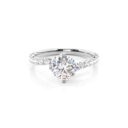 Prong Round Side Stone Diamond Ring