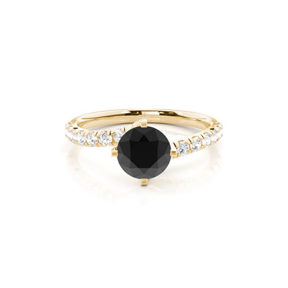 Yellow Gold Black Diamond Engagement Rings