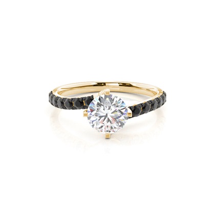 Prong Set Side Stone Engagement Black Diamond Ring