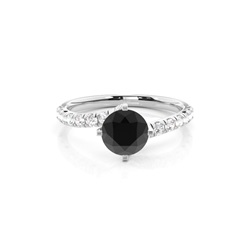 Krappen-Set Seitenstein-Verlobungsring mit schwarzem Diamant