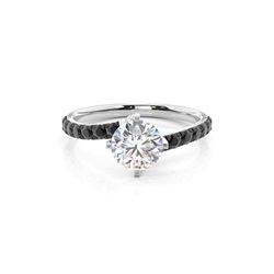 Krappen-Set Seitenstein-Verlobungsring mit schwarzem Diamant