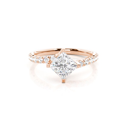 Princess Rose Gold Side Stone Diamond Engagement Rings