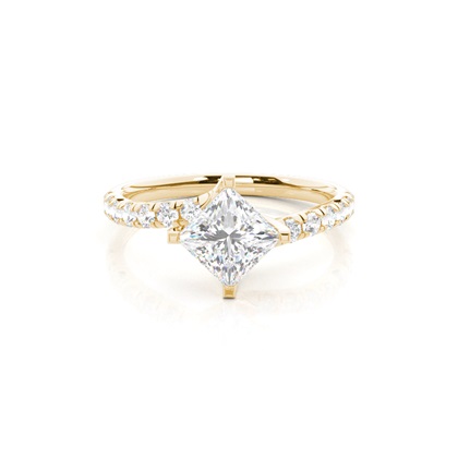 Princess Yellow Gold Side Stone Diamond Engagement Rings
