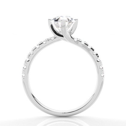 Prong Round Side Stone Diamond Engagement Ring