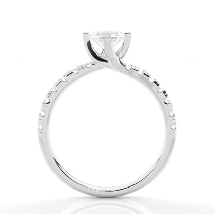 Prong Round Side Stone Diamond Engagement Ring