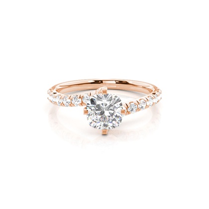 Cushion Rose Gold Side Stone Diamond Engagement Rings