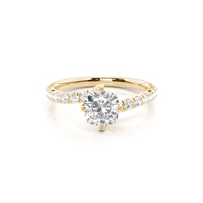 Cushion Yellow Gold Side Stone Diamond Engagement Rings