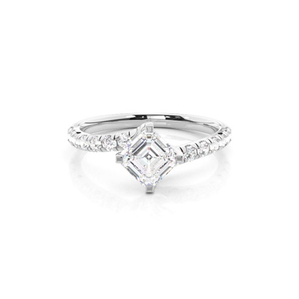 Asscher Side Stone Diamond Rings