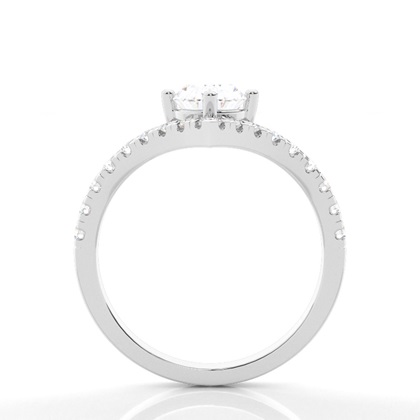 Prong Round Side Stone Moissanit Verlobungsring