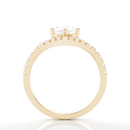 Prong Round Side Stone Moissanit Verlobungsring