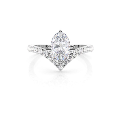 Prong Round Side Stone Moissanite Engagement Ring