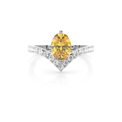 Yellow Diamond Side Stone Engagement Ring