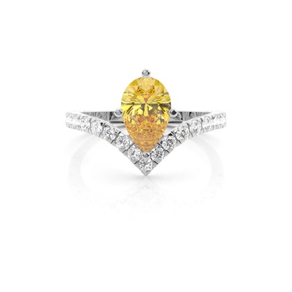 Yellow Diamond Side Stone Engagement Ring