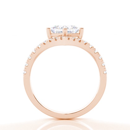 Prong Round Side Stone Moissanit Verlobungsring