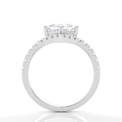 Prong Round Side Stone Moissanit Verlobungsring