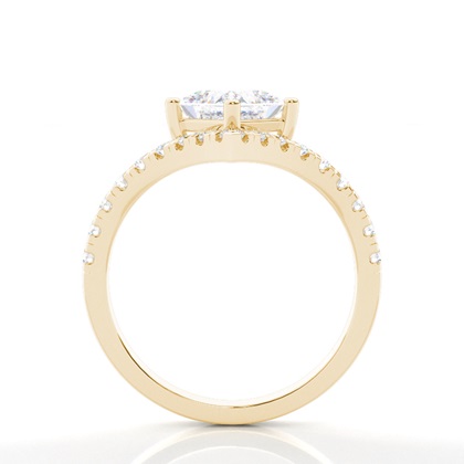 Prong Round Side Stone Moissanit Verlobungsring