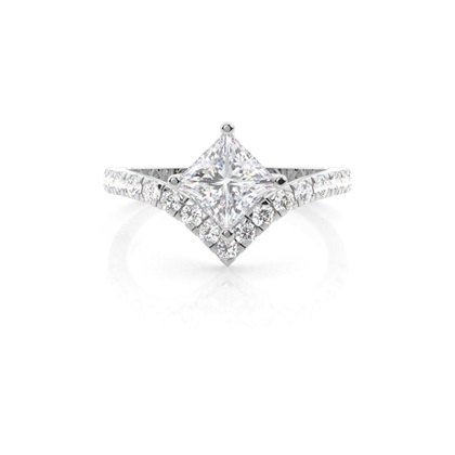 Prong Round Side Stone Moissanite Engagement Ring