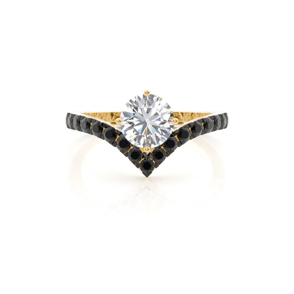 Prong Set Side Stone Engagement Black Diamond Ring