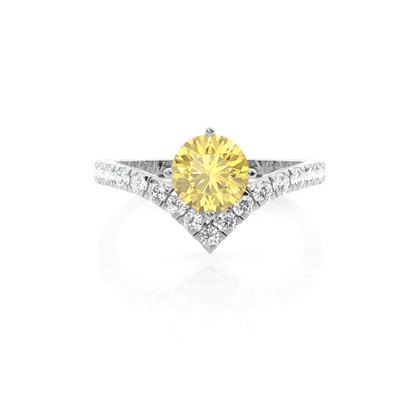 Yellow Diamond Side Stone Engagement Ring