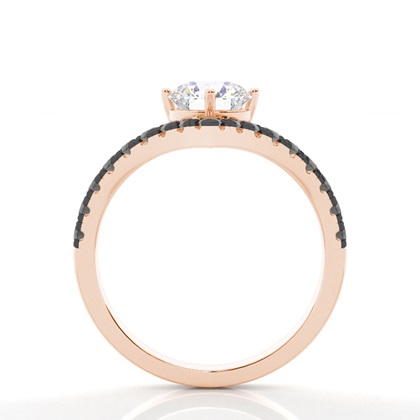 Prong Set Side Stone Engagement Black Diamond Ring