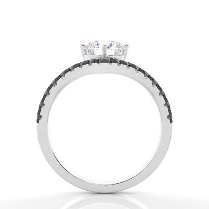 Prong Set Side Stone Engagement Black Diamond Ring