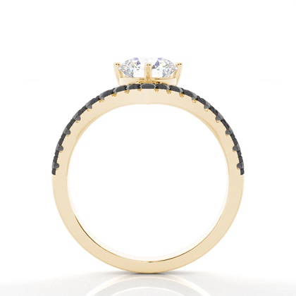 Prong Set Side Stone Engagement Black Diamond Ring