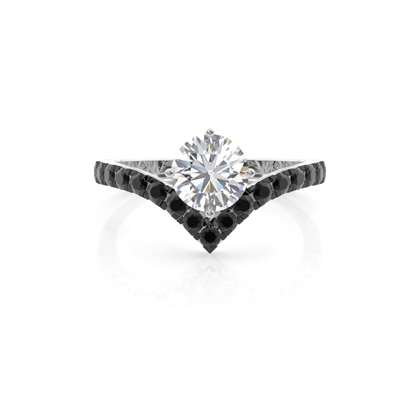 Prong Set Side Stone Engagement Black Diamond Ring