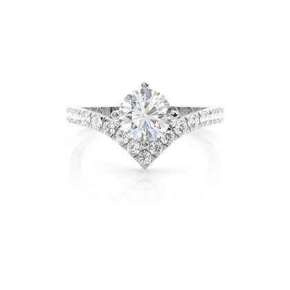 Prong Round Side Stone Moissanite Engagement Ring